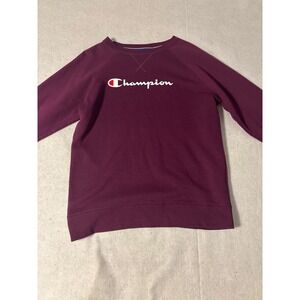 Champion Sweatshirt Mens Medium Maroon Excellent Raglan Sleeve Pullover CF567B